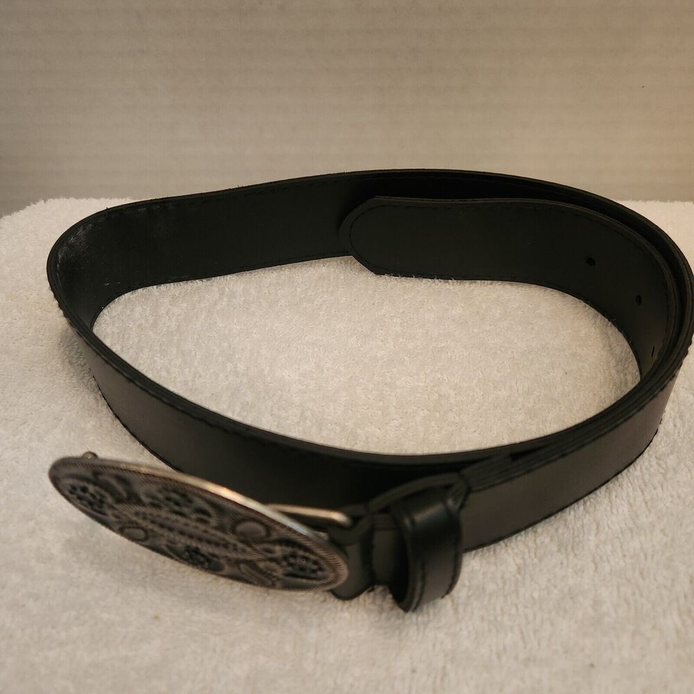 Belt With Buckle Women Black Western 30 inches S/M - Picture 2 of 4